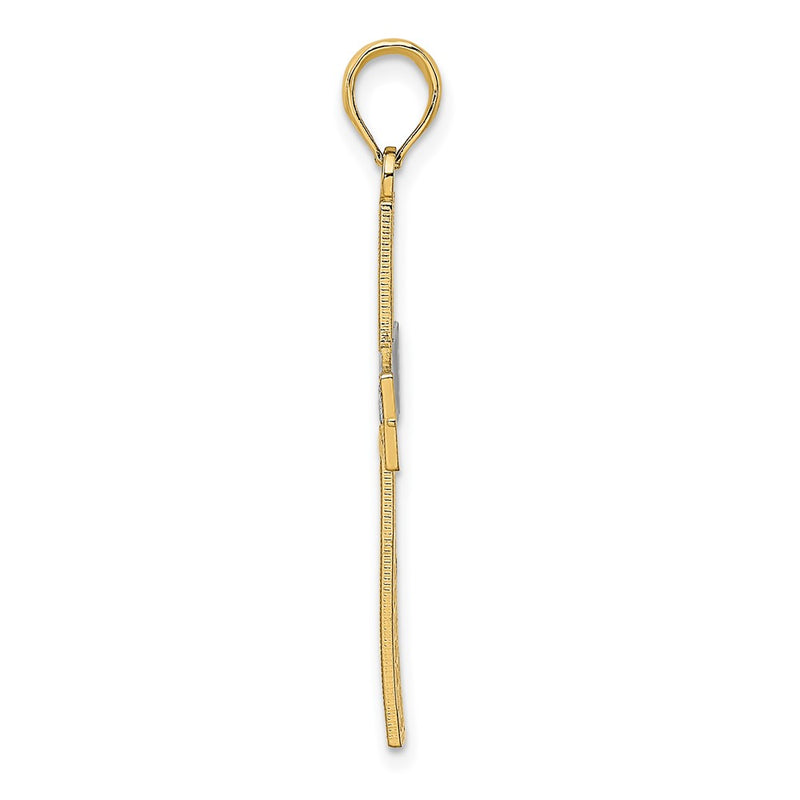 10K Yellow W/Rhodium 10K W/ Rhodium D/C And Cut-Out Cross Charm