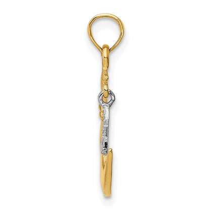 10K Two-Tone 10K Two-Tone Open-Backed Half Moon And Star Pendant