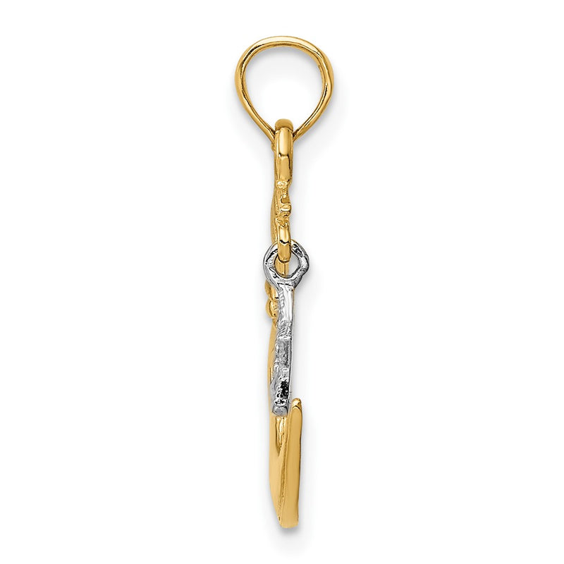 10K Two-Tone 10K Two-Tone Open-Backed Half Moon And Star Pendant