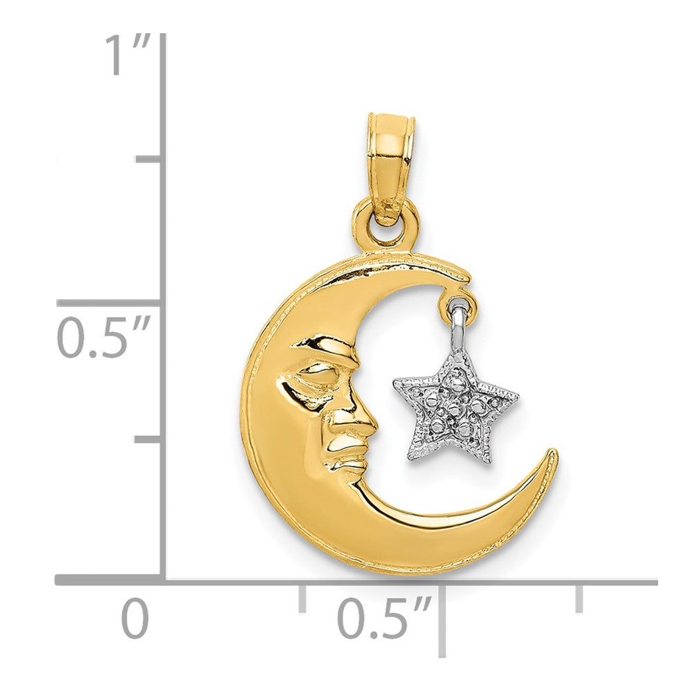 10K Two-Tone 10K Two-Tone Open-Backed Half Moon And Star Pendant