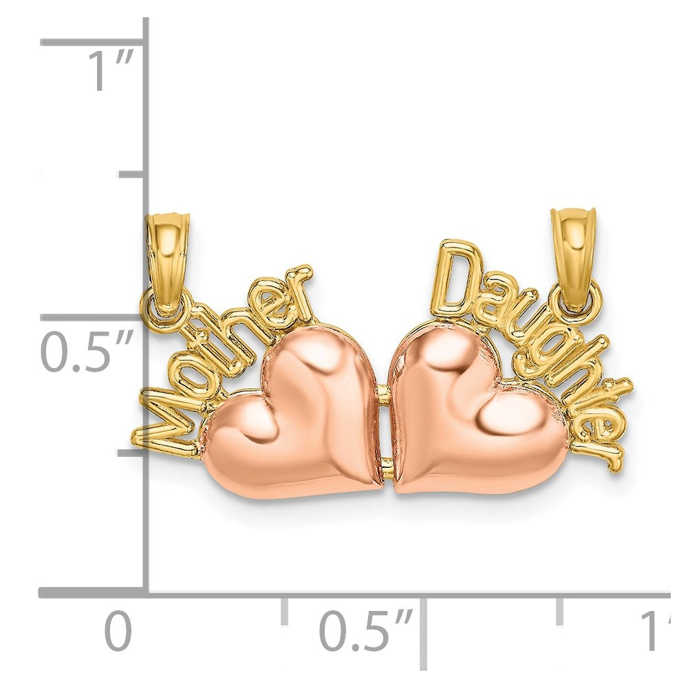10K Two-Tone Two-Tone Mother And Daughter Break-Apart Hearts Charm