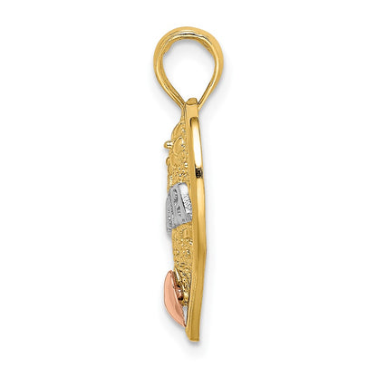10K Two-Tone 10K W/White Rhodium Grandma Heart Charm