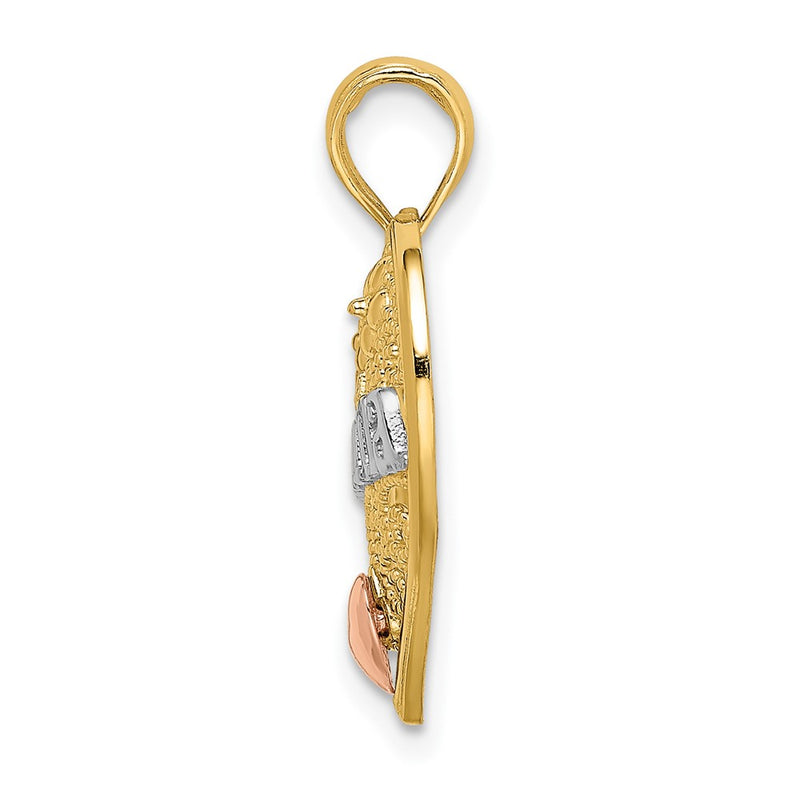 10K Two-Tone 10K W/White Rhodium Grandma Heart Charm