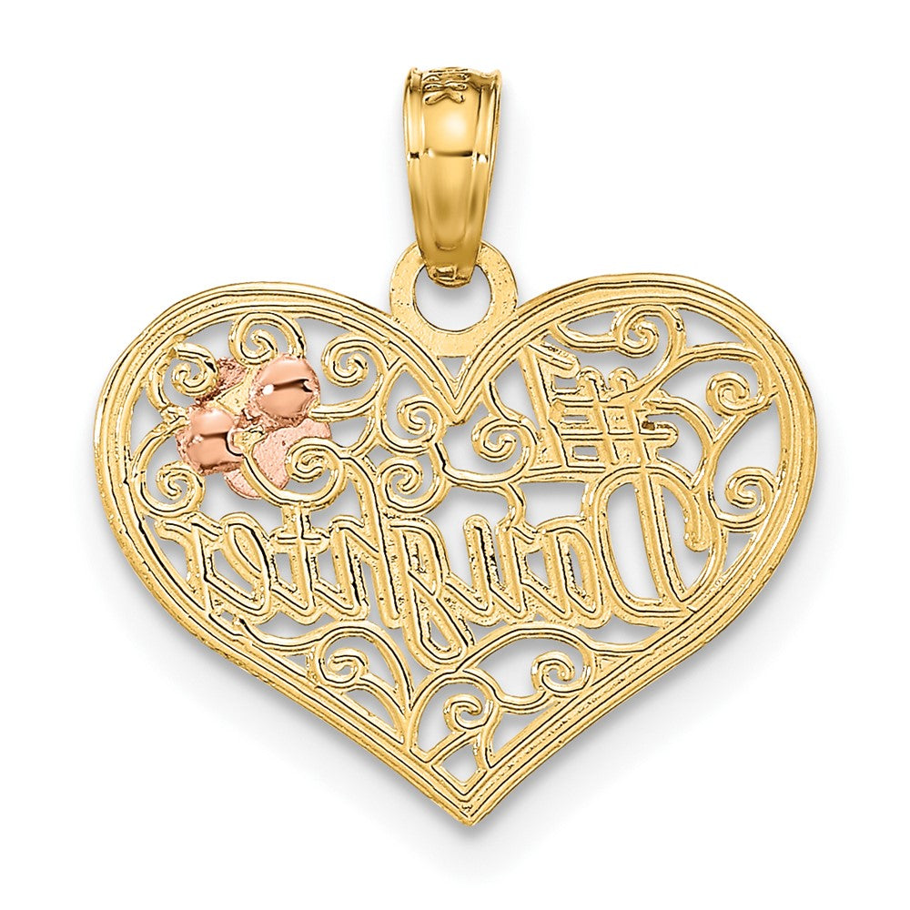 10K Two-Tone 10K W/White Rhodium #1 Daughter In Heart Charm