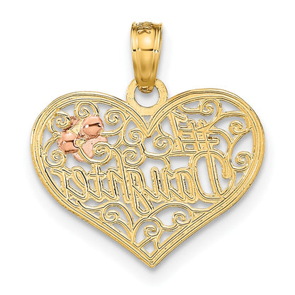 10K Two-Tone 10K W/White Rhodium #1 Daughter In Heart Charm