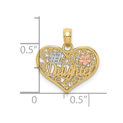 10K Two-Tone 10K W/White Rhodium #1 Daughter In Heart Charm