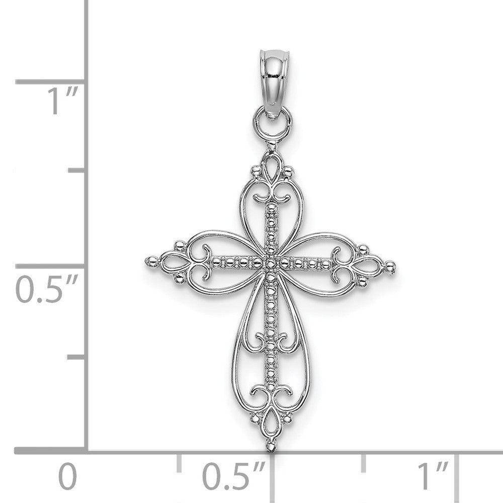 10K White Gold 10K Beaded Cross Charm