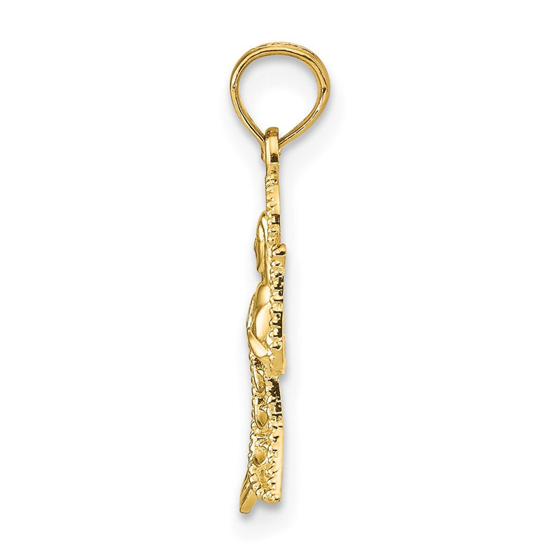10K Yellow Gold 10K Angel W/Filigree Cut-Out Wings Charm