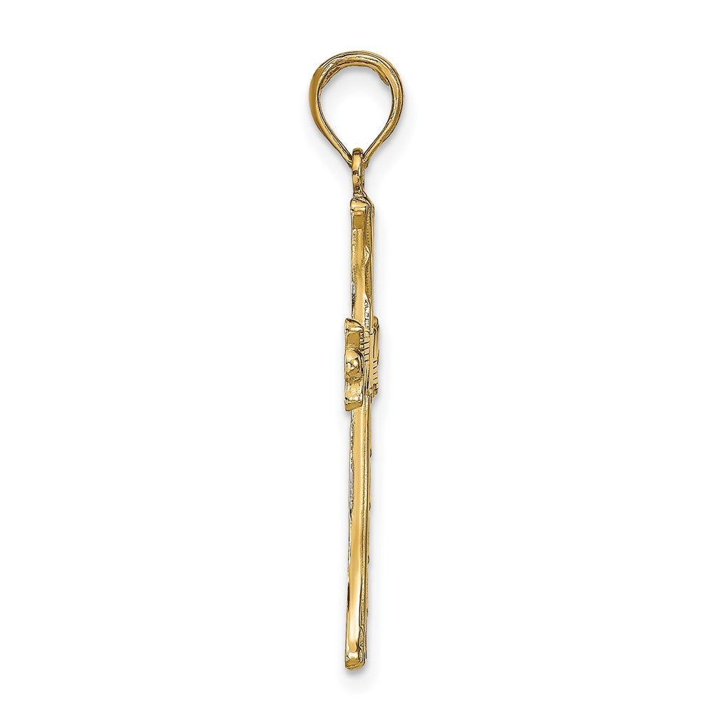 10K Yellow Gold 10K Textured W/Square Center Cross Pendant