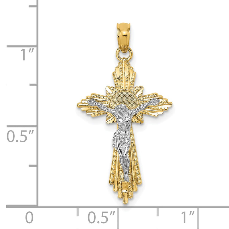 10K Two-Tone 10K D/C Crucifix Pendant