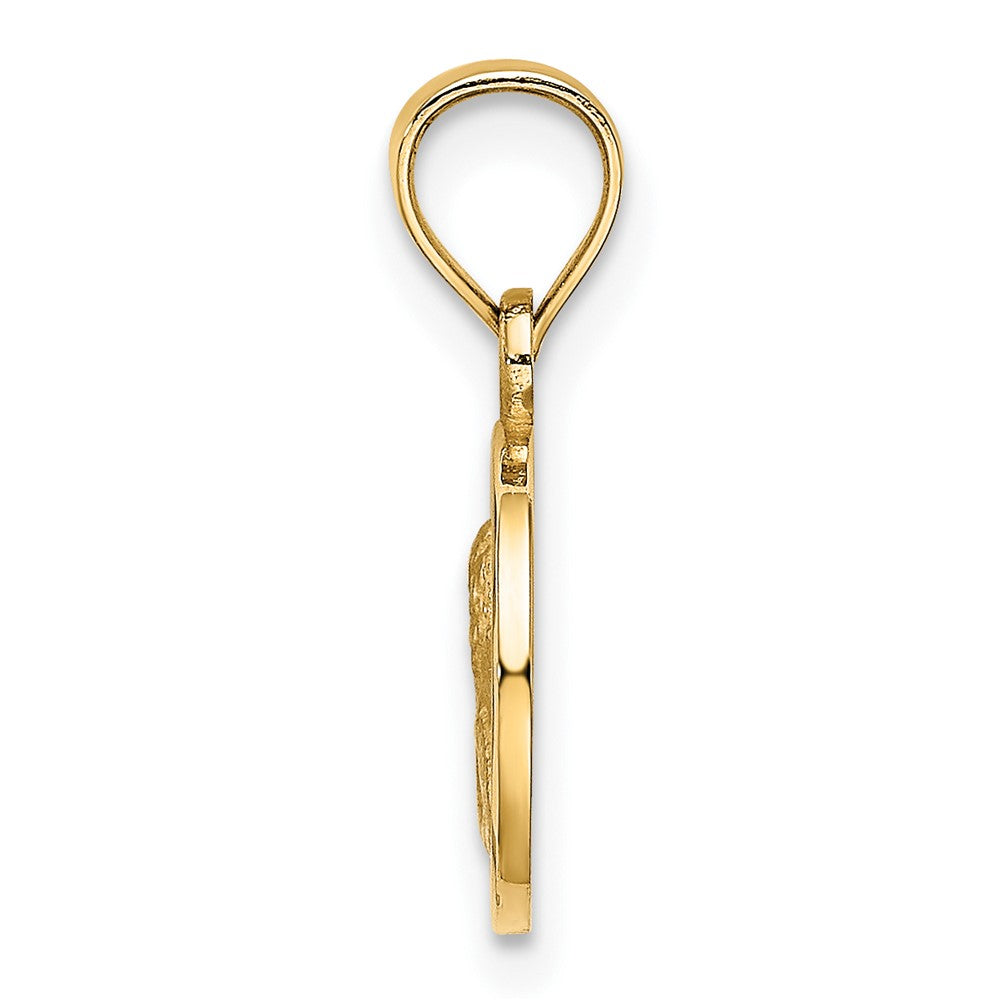 10K Yellow Gold 10mm Engraved Angel Coin Charm