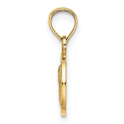 10K Yellow Gold 10mm Engraved Angel Coin Charm