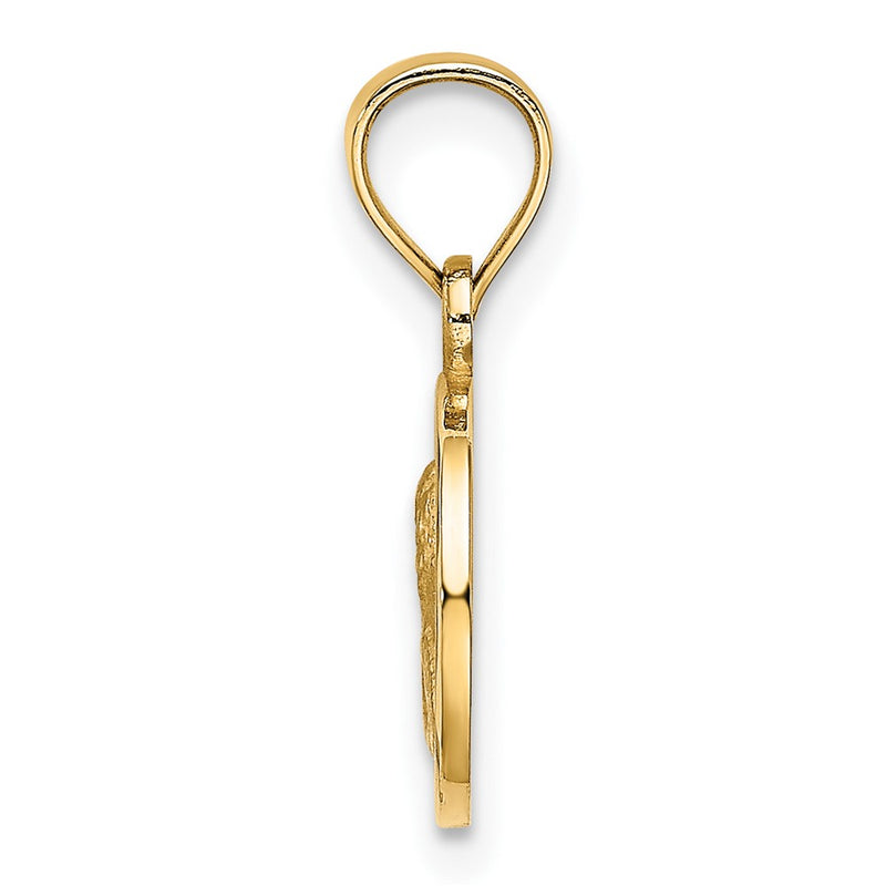 10K Yellow Gold 10mm Engraved Angel Coin Charm
