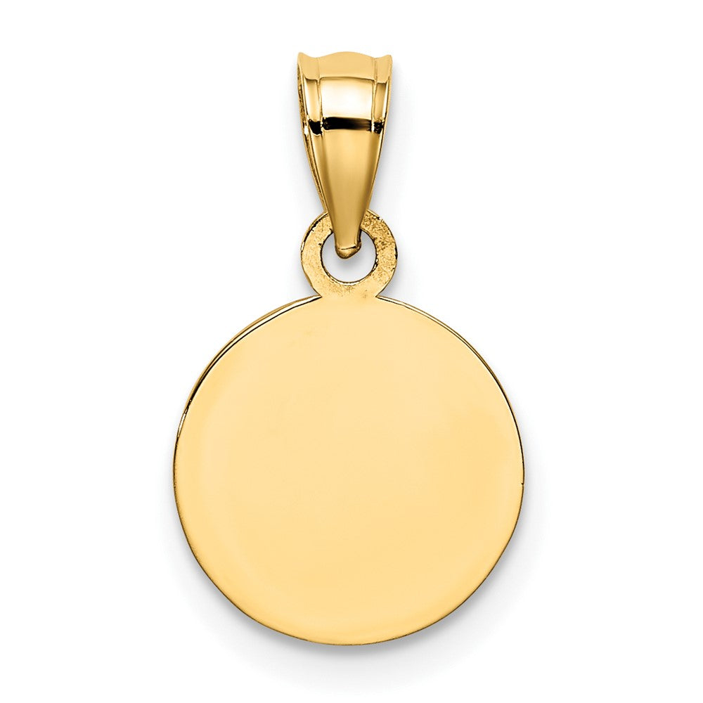 10K Yellow Gold 10mm Engraved Angel Coin Charm