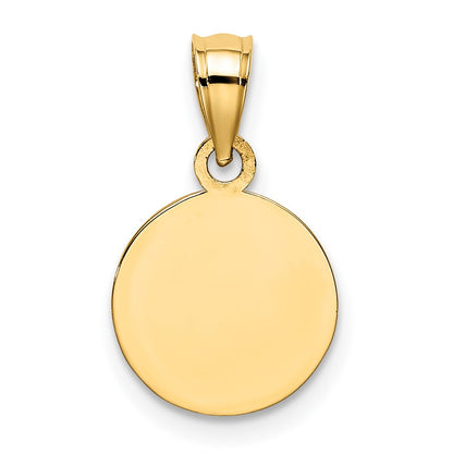 10K Yellow Gold 10mm Engraved Angel Coin Charm