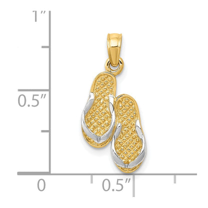 10K Yellow W/Rhodium & Rhodium Solid Polished Sandals Pendant