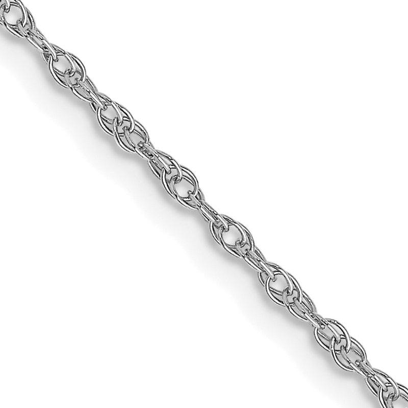 24 Inch 10K White Gold 10K 1.15mm Carded Cable Rope Chain Necklace