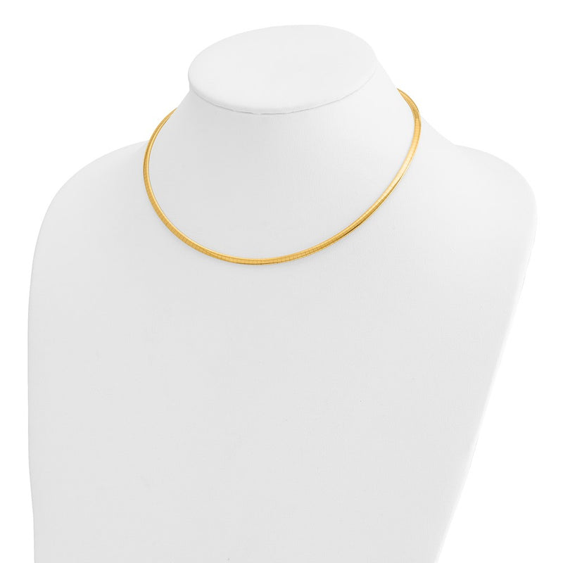 10K Yellow Gold 3mm Domed Omega Necklace