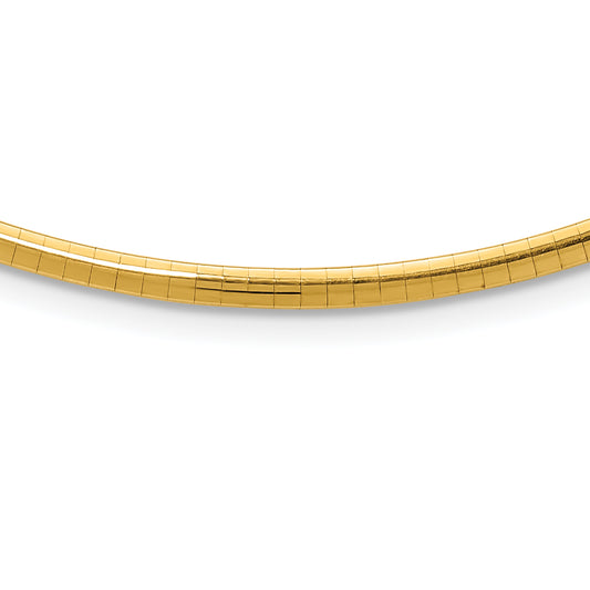 10K Yellow Gold 3mm Domed Omega Necklace