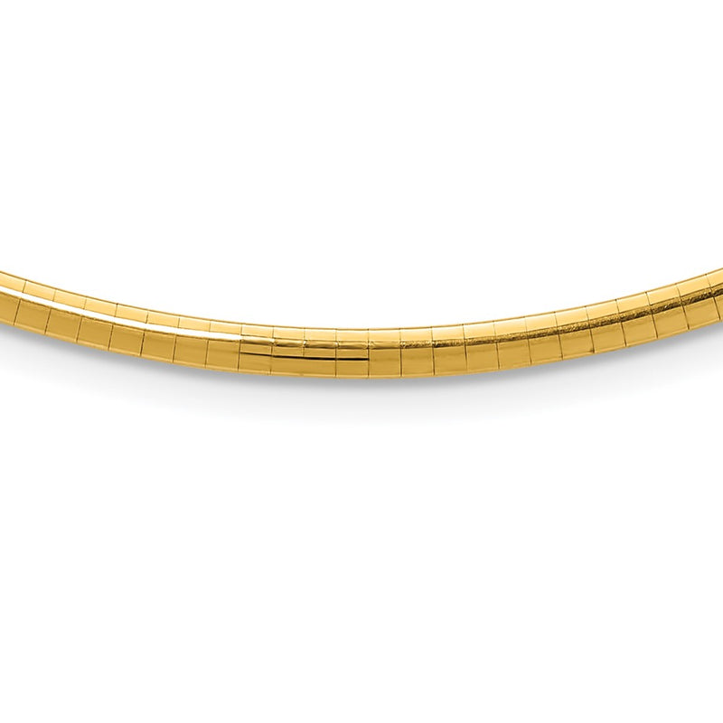 10K Yellow Gold 3mm Domed Omega Necklace