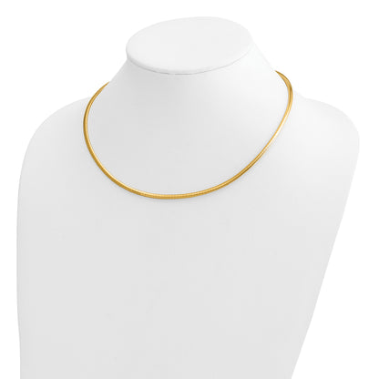 10K Yellow Gold 3mm Domed Omega Necklace