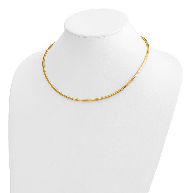 10K Yellow Gold 3mm Domed Omega Necklace