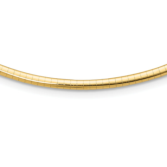 10K Yellow Gold 3mm Domed Omega Necklace
