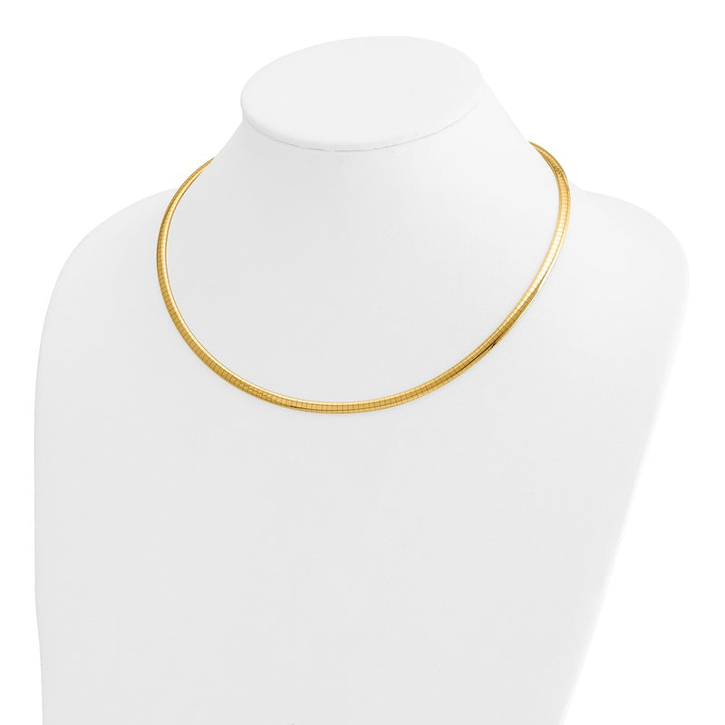 10K Yellow Gold 4mm Domed Omega Necklace