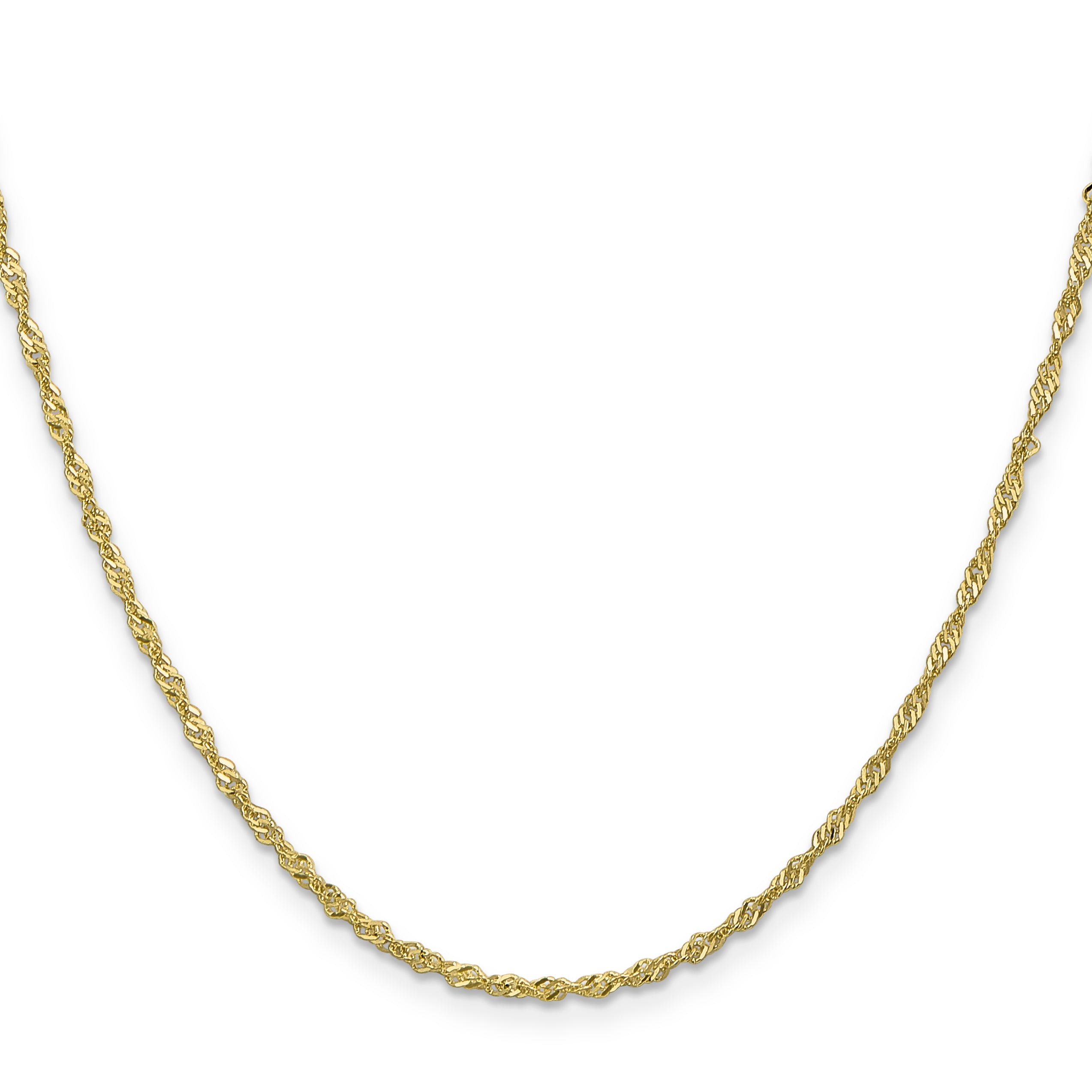 22 Inch 10K Yellow Gold 1.7mm Singapore Chain Necklace