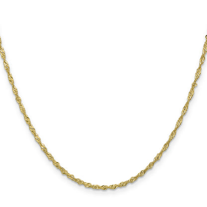 22 Inch 10K Yellow Gold 1.7mm Singapore Chain Necklace