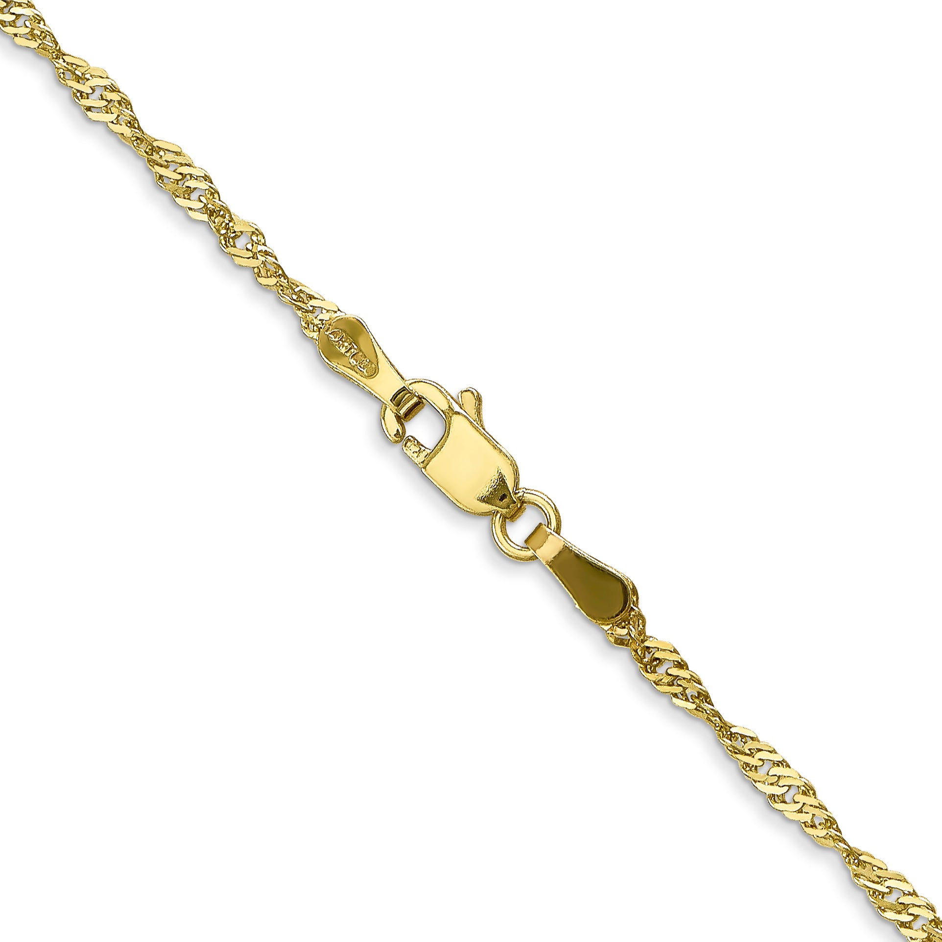 22 Inch 10K Yellow Gold 1.7mm Singapore Chain Necklace