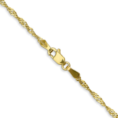20 Inch 10K 1.7mm Singapore Chain Necklace