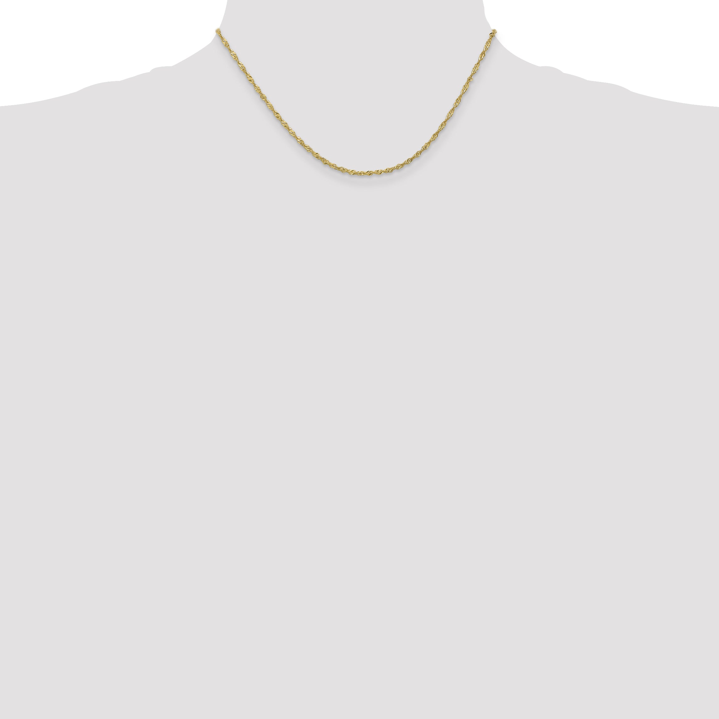 16 Inch 10K 1.7mm Singapore Chain Necklace