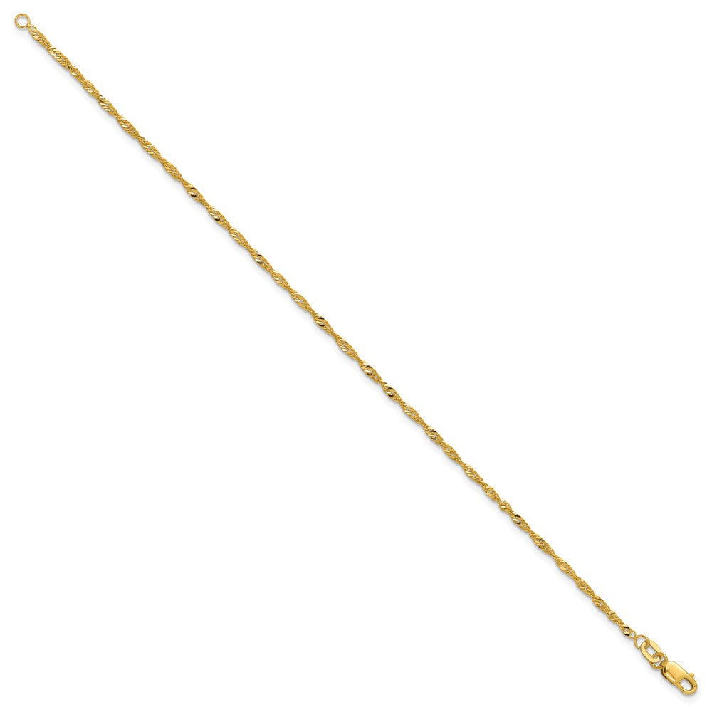 10K Yellow Gold 1.7mm Singapore Chain Anklet