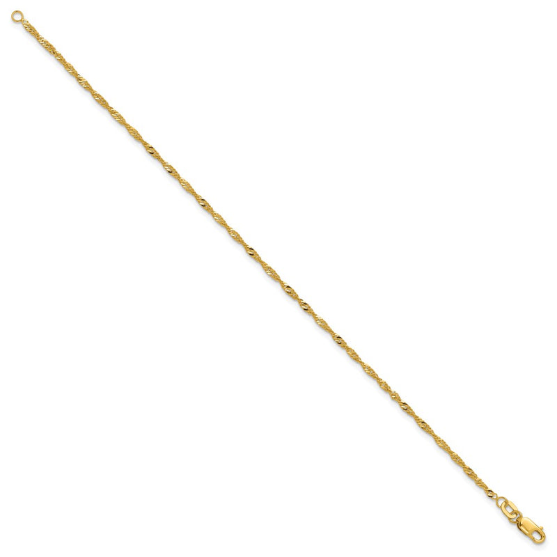 7 Inch 10K 1.7mm Singapore Chain Bracelet