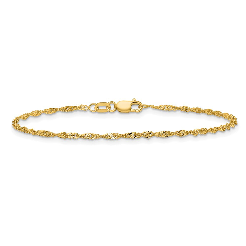 10K Yellow Gold 1.7mm Singapore Chain Anklet