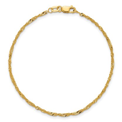 10K Yellow Gold 1.7mm Singapore Chain