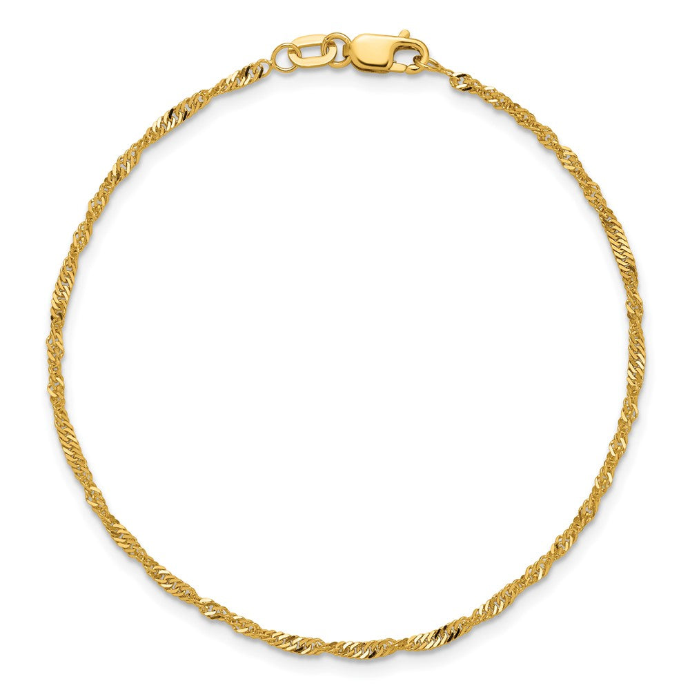 10K Yellow Gold 1.7mm Singapore Chain Anklet