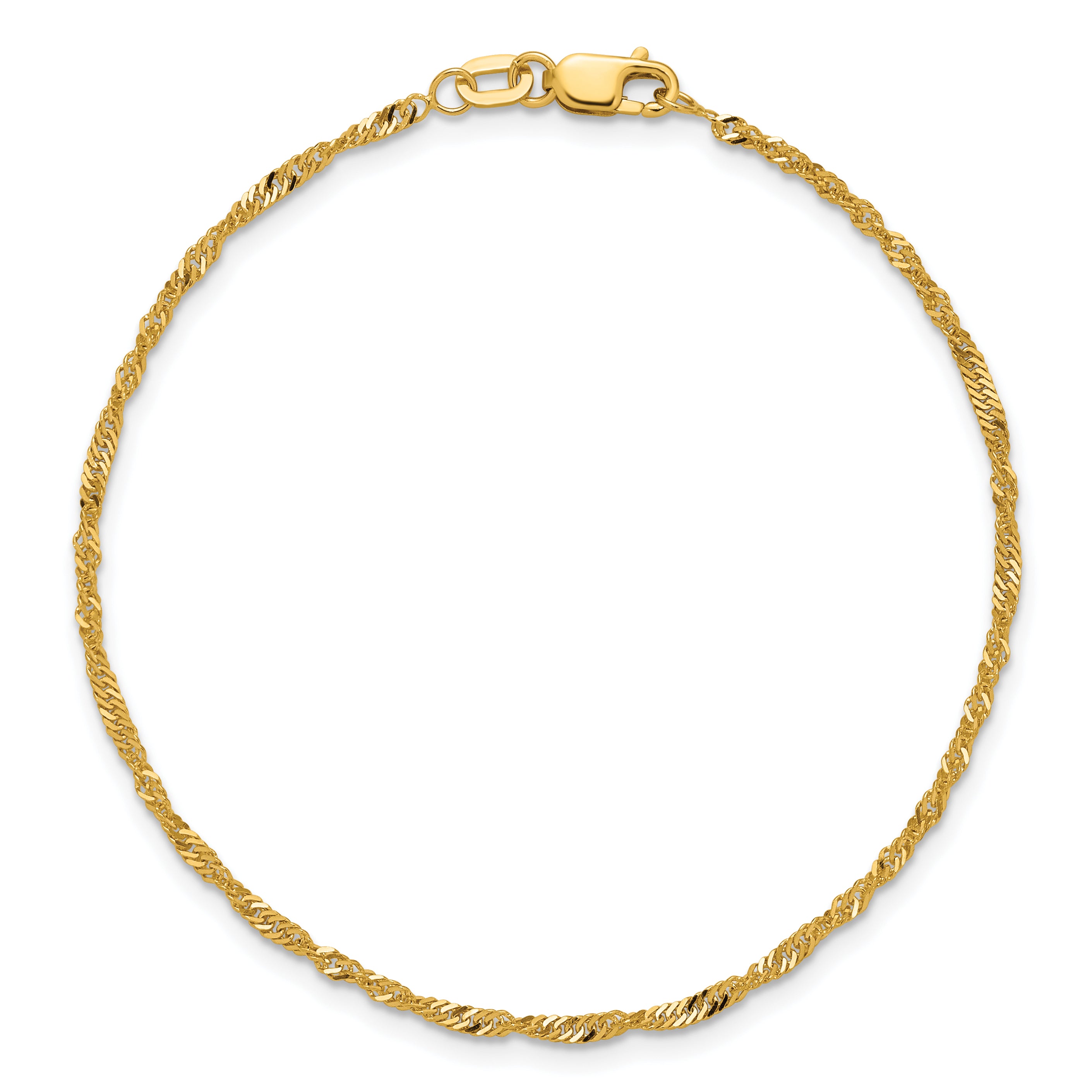 8 Inch 10K 1.7mm Singapore Chain Bracelet