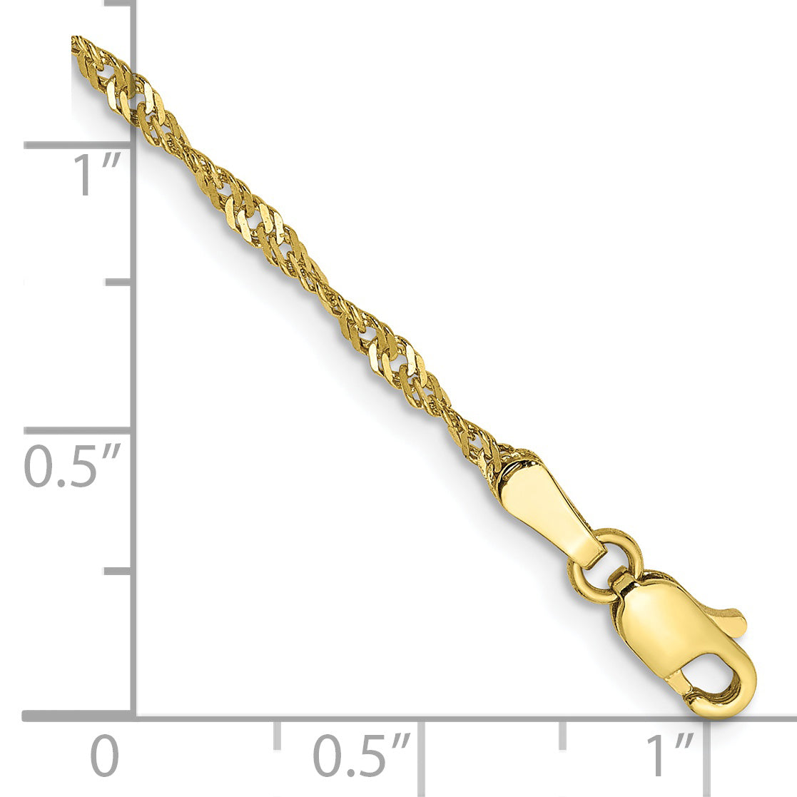 8 Inch 10K 1.7mm Singapore Chain Bracelet