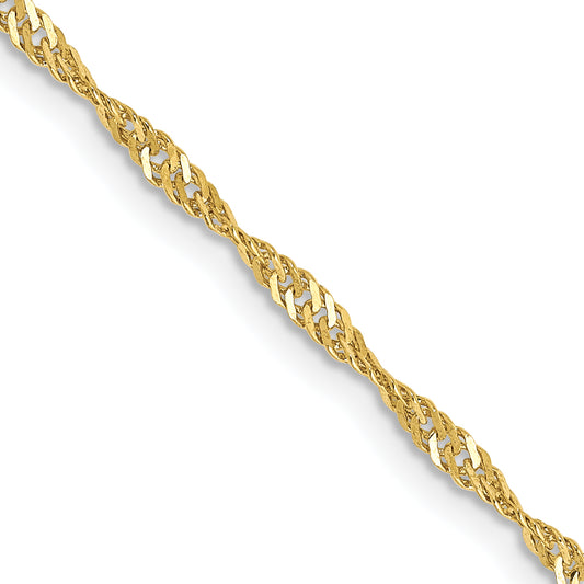 30 Inch 10K 1.7mm Singapore Chain Necklace
