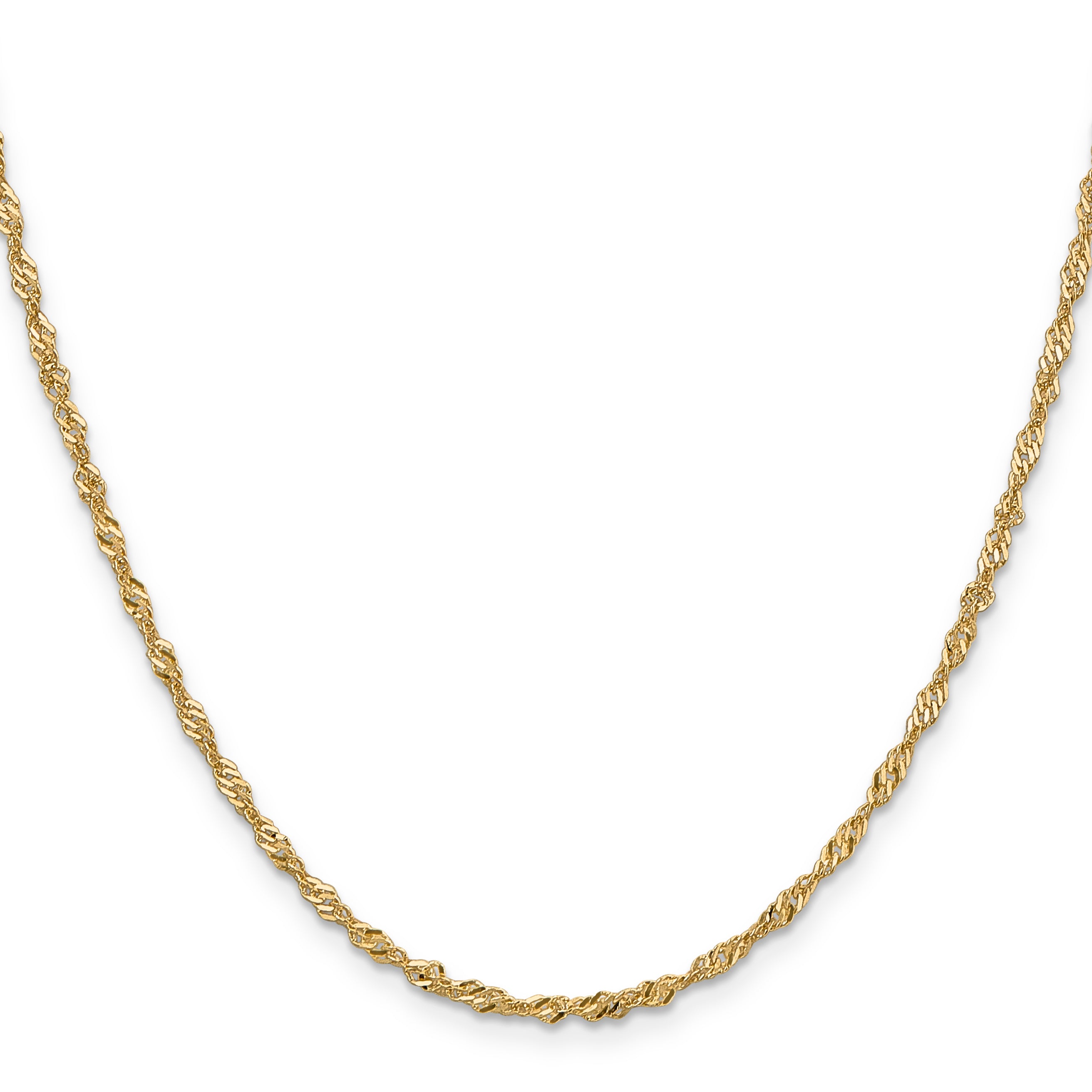 18 Inch 10K Yellow Gold 2mm Singapore Chain Necklace