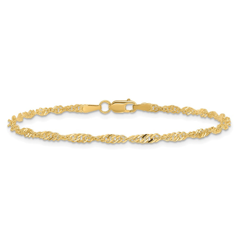 10K Yellow Gold 2mm Singapore Chain Bracelet