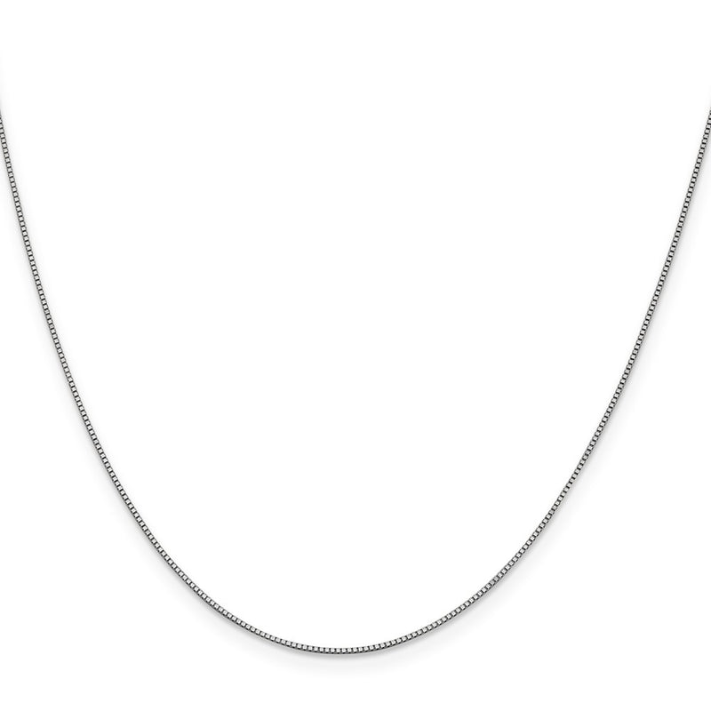 24 Inch 10K White Gold .7mm Box With Lobster Clasp Chain Necklace