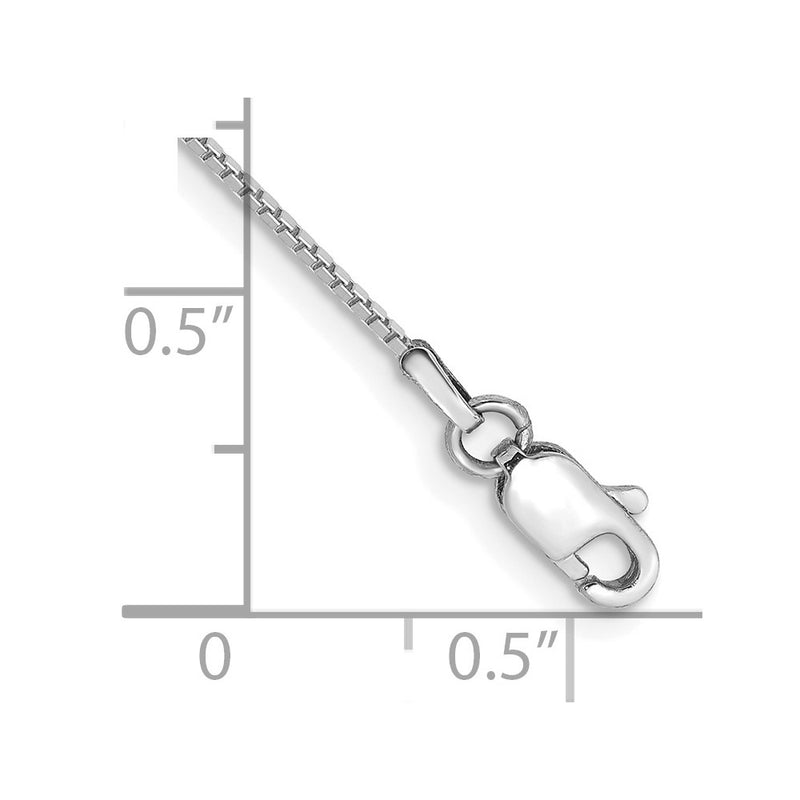 7 Inch 10K White Gold .9mm Box Chain Bracelet