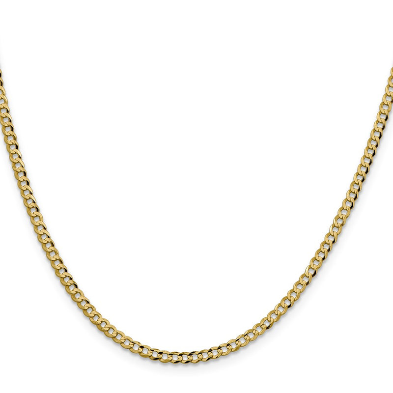 10K Yellow Gold 3.1mm Lightweight Flat Cuban Chain Necklace