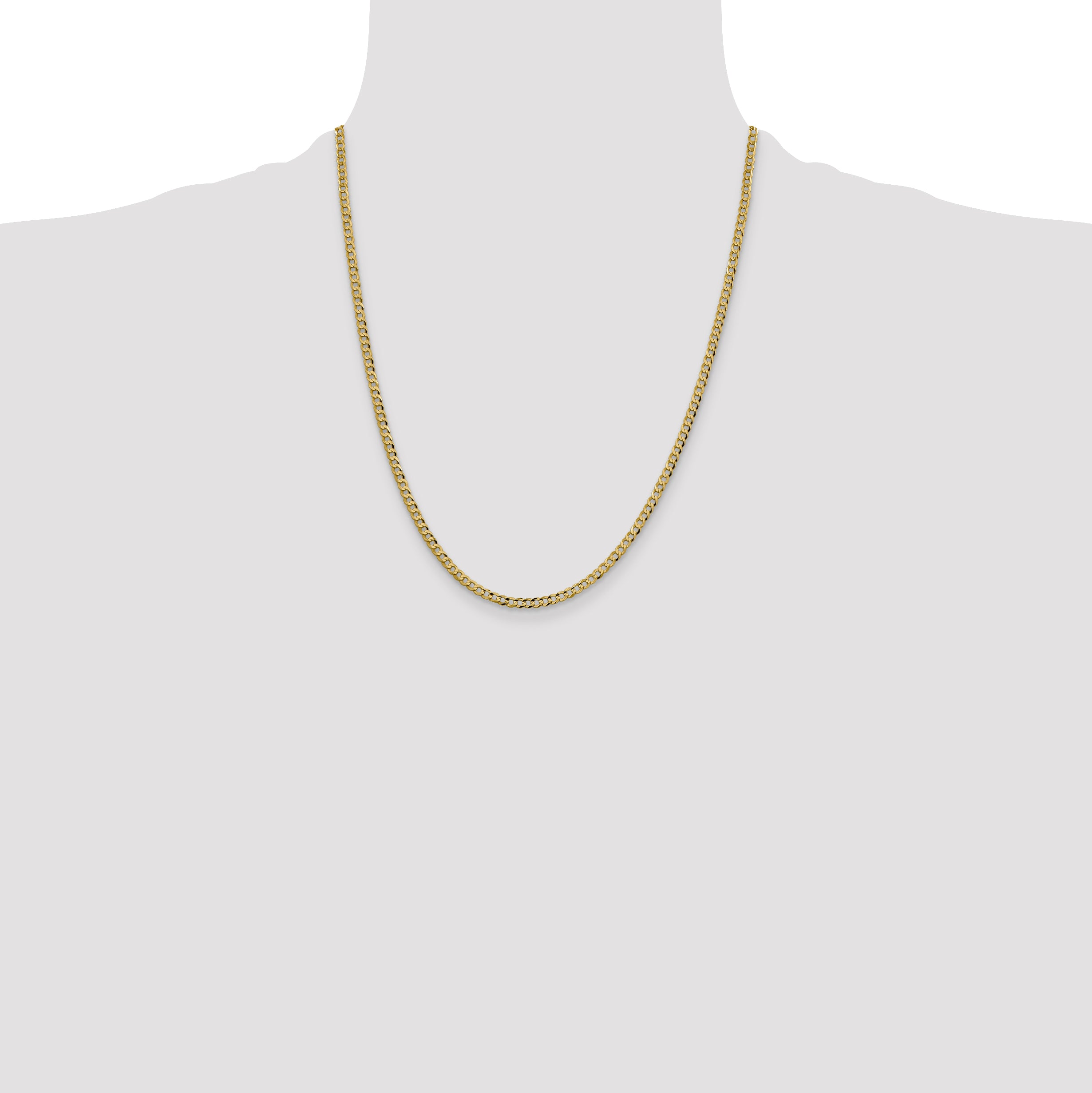 10K Yellow Gold 10K 3.1mm Lightweight Flat Cuban Chain