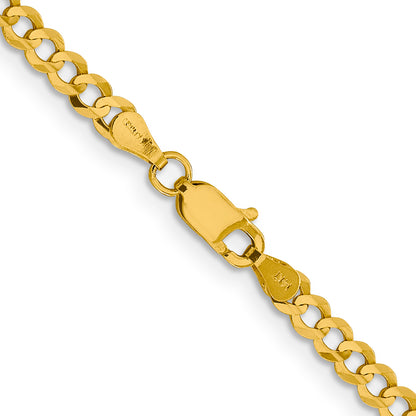 10K Yellow Gold 10K 3.7mm Lightweight Flat Cuban Chain