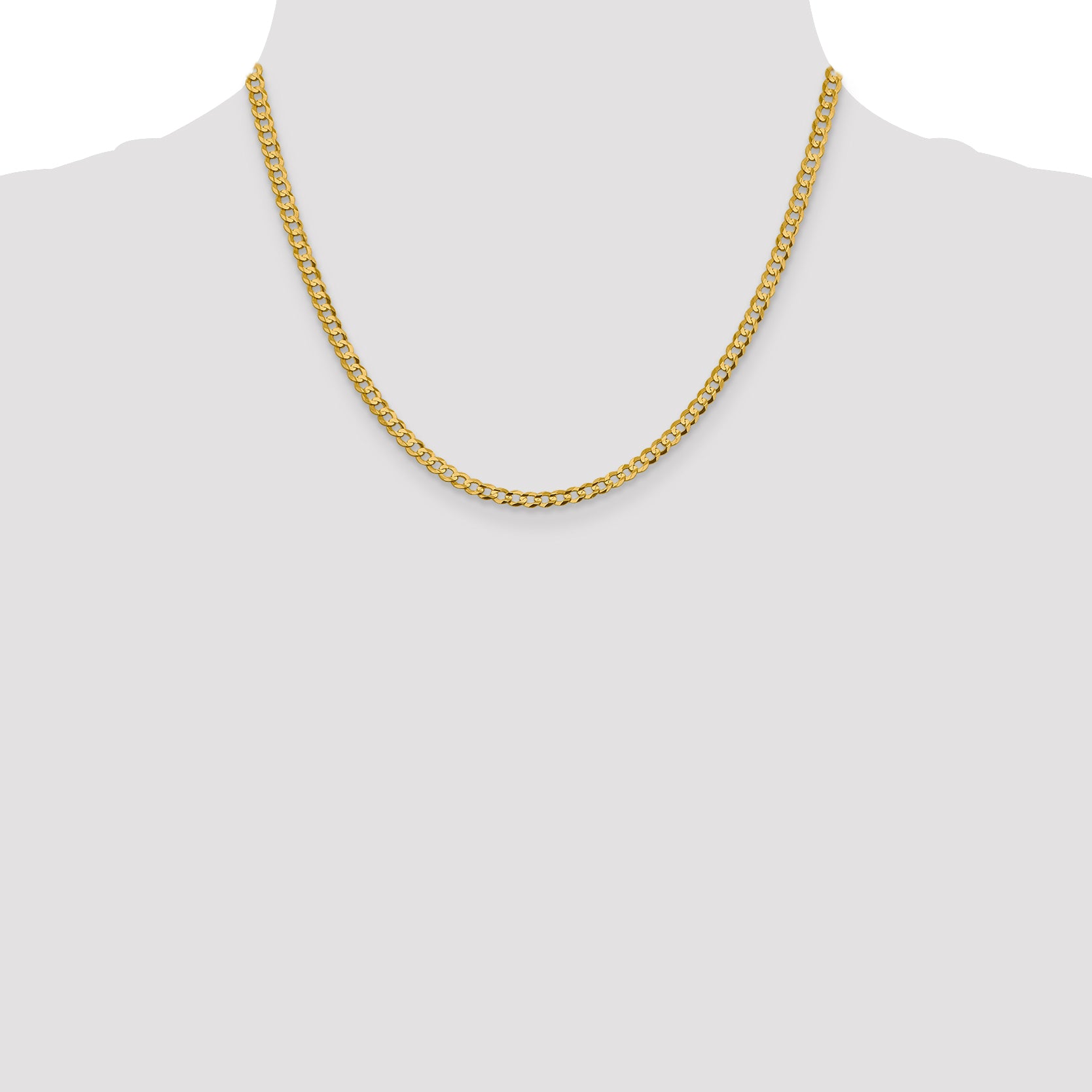 10K Yellow Gold 10K 3.7mm Lightweight Flat Cuban Chain