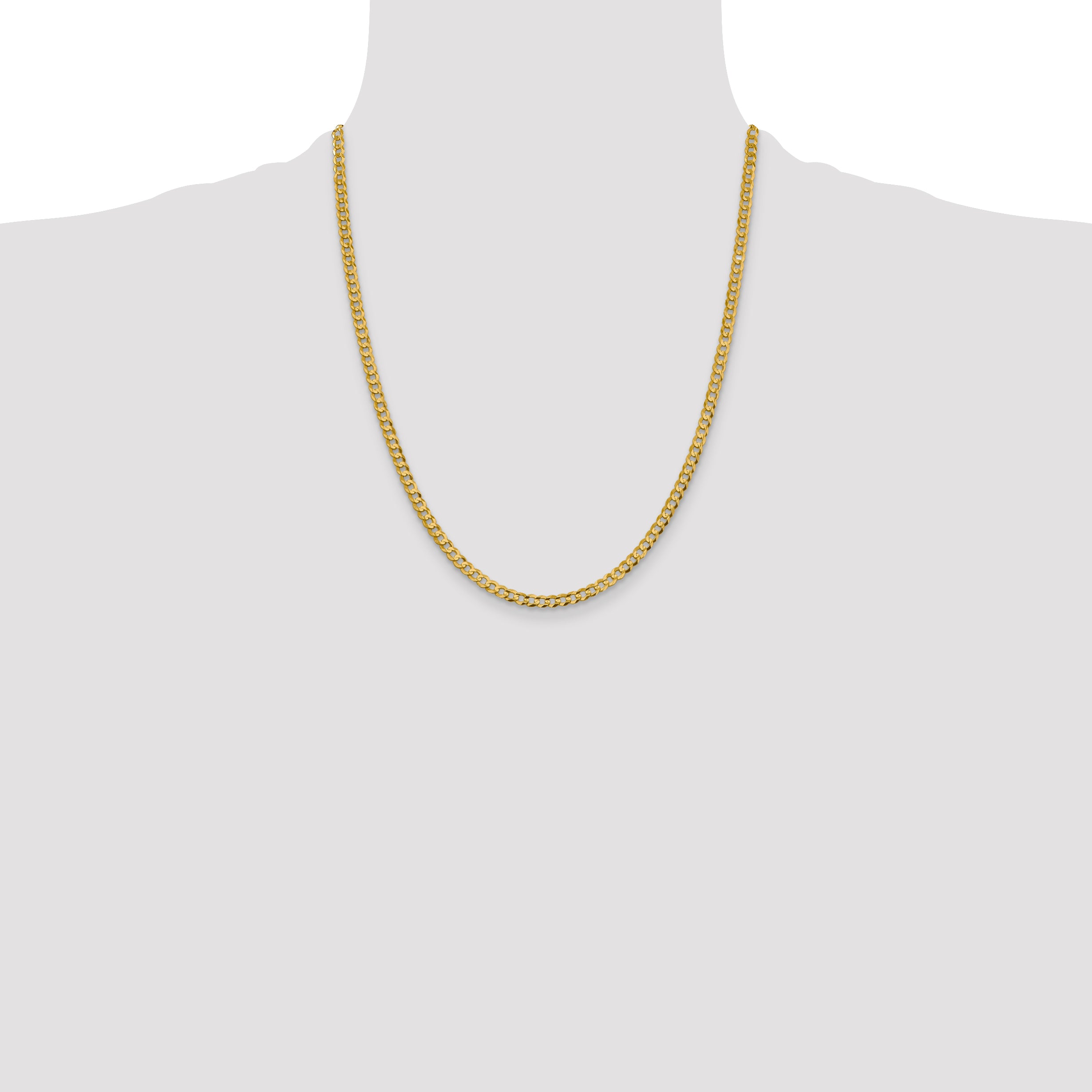 10K Yellow Gold 10K 3.7mm Lightweight Flat Cuban Chain